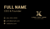 Golden Luxury Hotel Letter K Business Card Design
