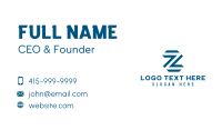Blue Letter Z  Business Card Design
