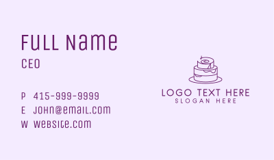 Purple Minimalist Cake  Business Card