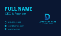 3D Blue Letter D Business Card Design