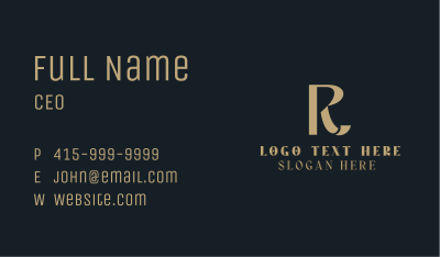 Luxury Upscale Boutique Letter R Business Card