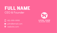 Pink Letter W Business Card