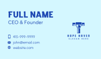 Blue Piping Letter T Business Card