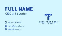 Blue Piping Letter T Business Card Design