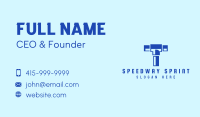 Blue Piping Letter T Business Card