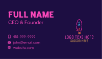 Neon Space Rocket Business Card