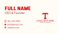 Varsity Letter T Business Card Design