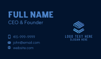 Blue Abstract Cube Tech Business Card