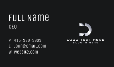 Metallic Business Brand Letter D Business Card