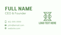Green Line Art Hourglass  Business Card Design