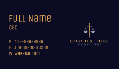 Sword Justice Scale Business Card