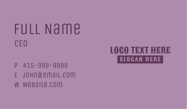Purple Classic Wordmark  Business Card Design