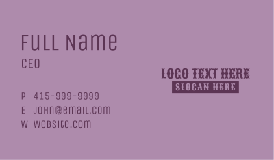 Purple Classic Wordmark  Business Card Image Preview