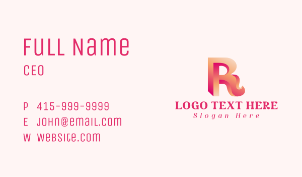 3D Generic Letter R Business Card Design