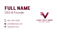 Tech Software Letter V Business Card Design