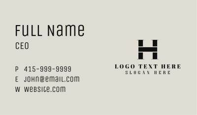 Couture Fashion Letter H Business Card