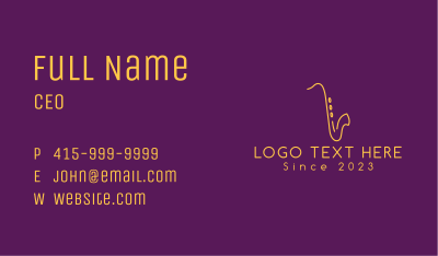 Gold Saxophone Music Business Card