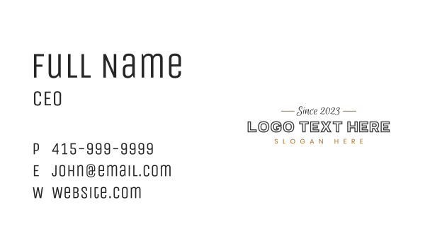 Restaurant Business Wordmark Business Card Design