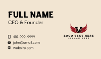 Red Wings Letter V Business Card Design