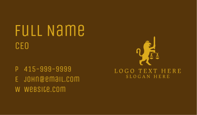 Lion Scale Justice Business Card