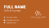 Cursive Fashion Letter M Business Card Design