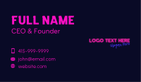 Pink Neon Bar Wordmark Business Card