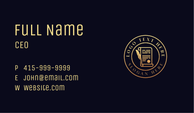 Quill Pen Notary Paper Business Card