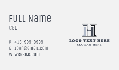 Legal Firm Corporation Letter H Business Card