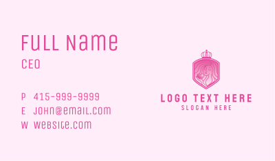 Beautiful Woman Crown Crest Business Card