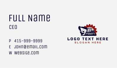 Excavator Machinery  Construction Business Card