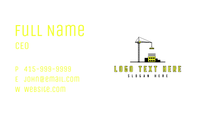 Construction Crane  Contractor Business Card