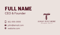 Classic Ribbon Letter T Business Card Design