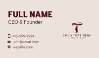 Classic Ribbon Letter T Business Card