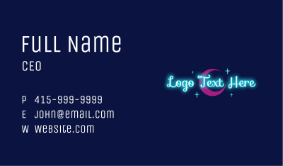 Neon Night Wordmark Business Card Image Preview