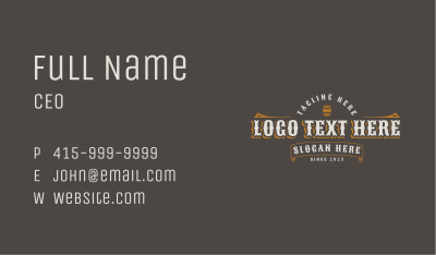 Rustic Tavern Wordmark Business Card