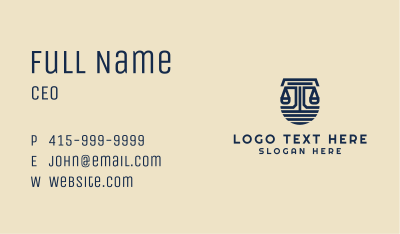Judiciary Justice Scale  Business Card