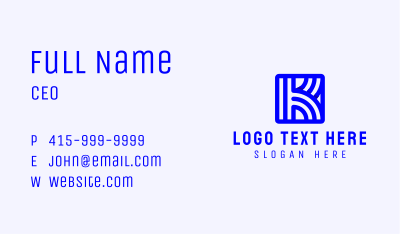Blue Firm Letter K Business Card