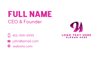 3D Pink Cursive Letter N  Business Card Design