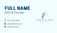 Blue Vintage Letter P Business Card