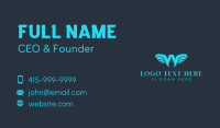 Blue Letter W Wings  Business Card Design