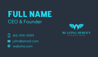 Blue Letter W Wings  Business Card