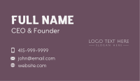 Minimal Fancy Wordmark Business Card Design
