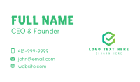 Green Hexagon Checkmark Tick Business Card