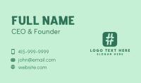 Green Leaf Hashtag  Business Card