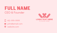 Pink Heart Letter W Business Card