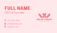 Pink Heart Letter W Business Card