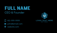 Blue Cube Letter V Business Card Design