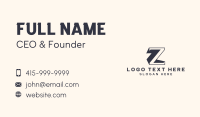 Outline Shadow Letter Z Business Card