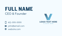 Gradient Brick Letter V Business Card Design