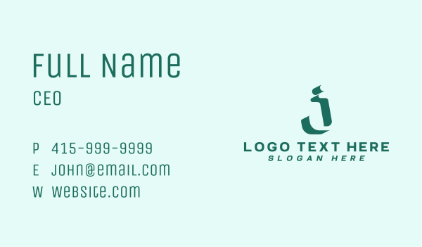 Studio Company  Letter J Business Card Design